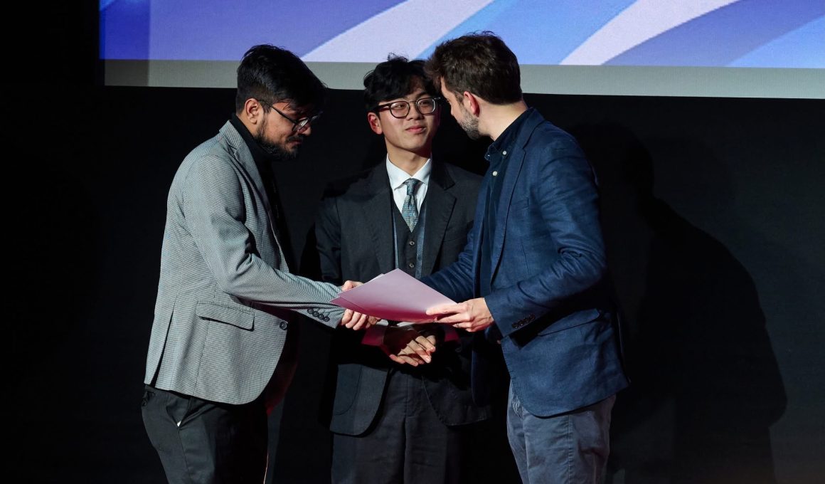 Student representative Thanh Nguyen and Syed Naqi Akhter, one of the editors of the Breaker, at 2024 BJTC Awards ceremony