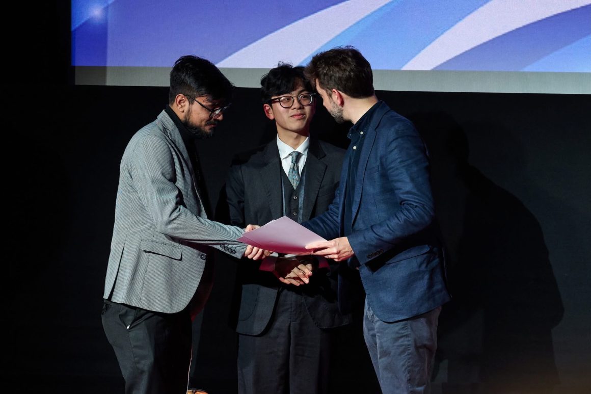 Student representative Thanh Nguyen and Syed Naqi Akhter, one of the editors of the Breaker, at 2024 BJTC Awards ceremony